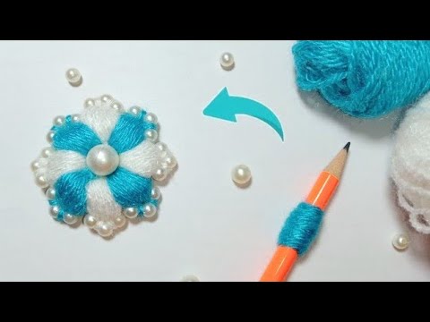 💖🌹Superb Woolen Flower Making Trick Using Pencil - Hand Embroidery Amazing Flowers