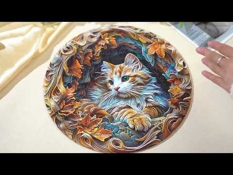 KAAYEE Wooden Jigsaw Puzzles Adult Unique Shape Advanced 3D Cat