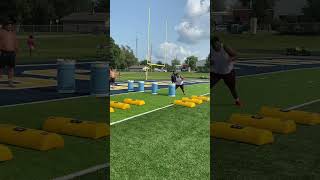 Developing Defensive Linemen from scratch by working the hips and feet while conditioning.