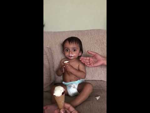 Rayaan eating ice cream