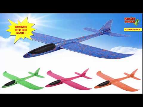Avion od stiropora igračka -  Sa LED svetlima (BEZ KABLOVA)