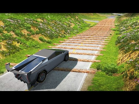 Car vs 100 logs speed bump l BeamNg.Drive l BoomCars Nation