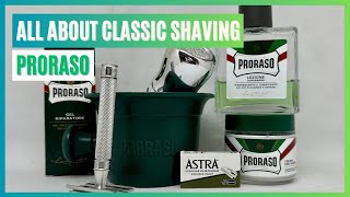 Klassische Rasur - Proraso Green, De Vergulde Hand, Edwin Jagger 3ONE6, ASTRA Green and OMEGA Brush