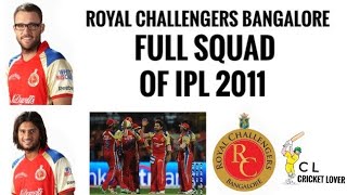 Royal Challengers Bangalore Full Squad Of IPL 2011 (Cricket lover B) | IPL 2011 Full Squads
