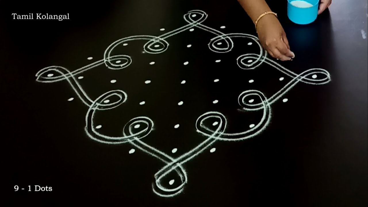 Simple Pulli Kolam With 9 Dots|Kolangal|Kolam|Sikku Kolam|TamilKolangal|Tamil Kolam@TamilKolangal