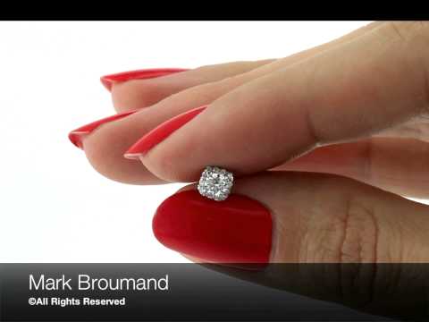 Mark Broumand - 0.50ct Round Brilliant Cut Diamond Cushion Halo Stud Earrings