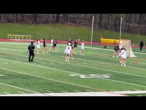 Riley Pipher (#41 black-Midfield/Draw) Defense STOP Shot on Goal  NHHS v Watchung 4/2/2024