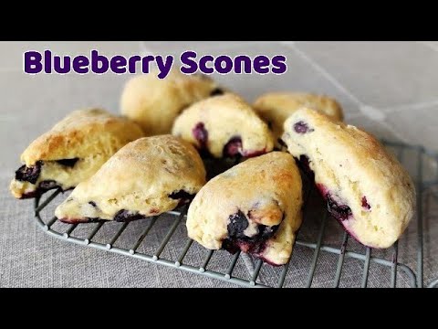 Blueberry Scones utan smör / mjuk, fuktig och utsökt / ingen knådning krävs