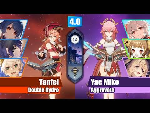 C6 Yanfei Double Hydro & C0 Yae Miko Aggravate | Spiral Abyss 4.0 Floor 12 Full Star Clear