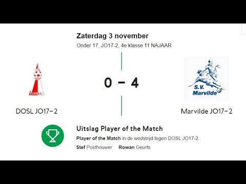 4 goals bij DOSL JO17-2 - Marvilde JO17-2 nov. 2018