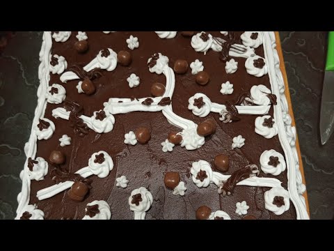 Helping my mom make cake