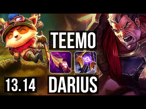 TEEMO vs DARIUS (TOP) | 4.5M mastery, 7/0/3, 400+ games, Godlike | NA Diamond | 13.14