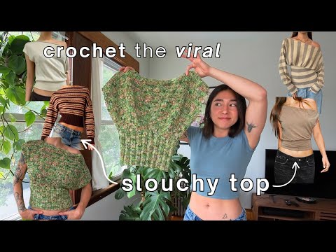 crocheting the viral slouchy top & i'm obsessed ⊹₊⟡⋆ crochet pattern is out now!