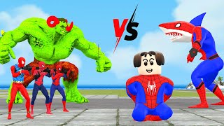 Siêu nhân người nhện | spider-man vs shark spider-man roblox rescue 5 superhero big hulk vs superman