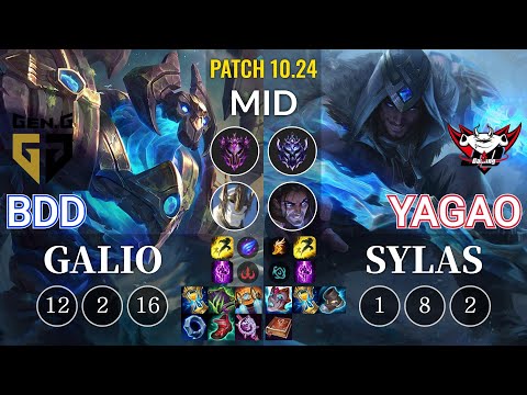 GEN Bdd Galio vs JDG Yagao Sylas Mid - KR Patch 10.24