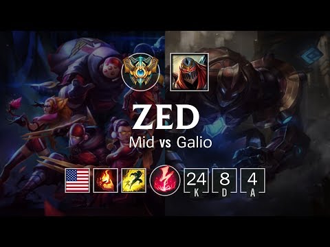 Zed Mid vs Galio - NA Master Patch 8.24
