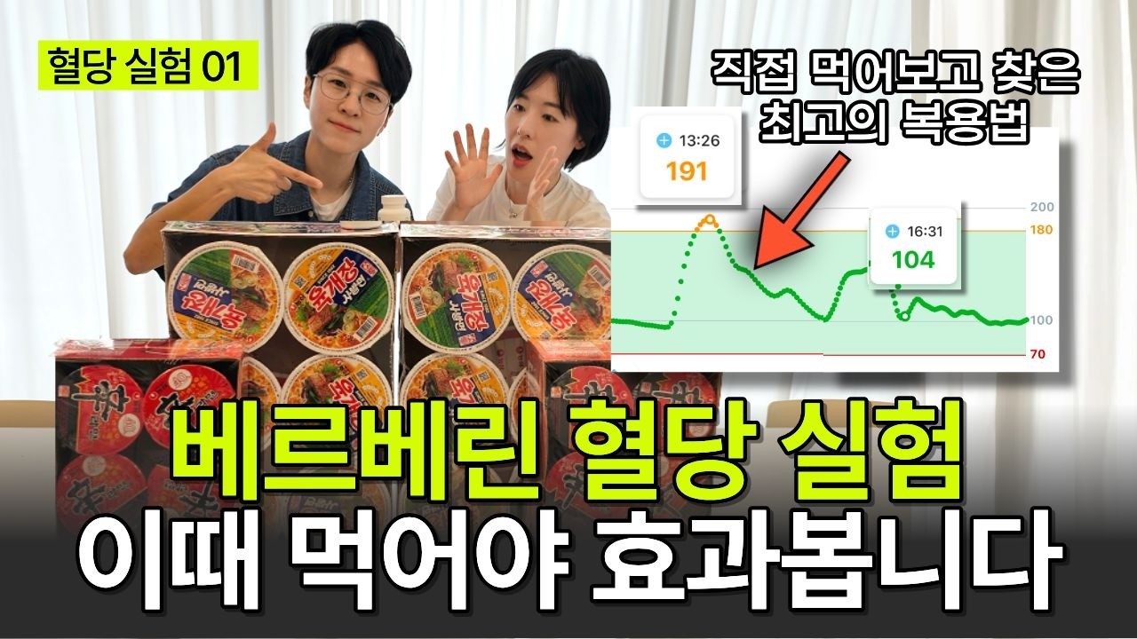 라면 김밥 혈당 실험, 혈당 스파이크 억제 영양제 1위 베르베린 언제 먹어야 제일 효과있을까?