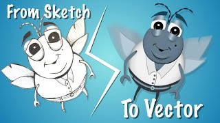 Speed Vector Art : From A Sketch To Vector Art "Bug"