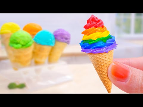 🍦🌈 Beautiful Miniature Rainbow Ice Cream For Summer | Coolest Dessert Fruits Ice Cream By Mini Yummy