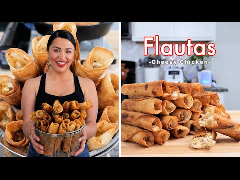HOW TO MAKE THE BEST CHEESY CHICKEN CHILE VERDE FLAUTAS (Rolled tacos)