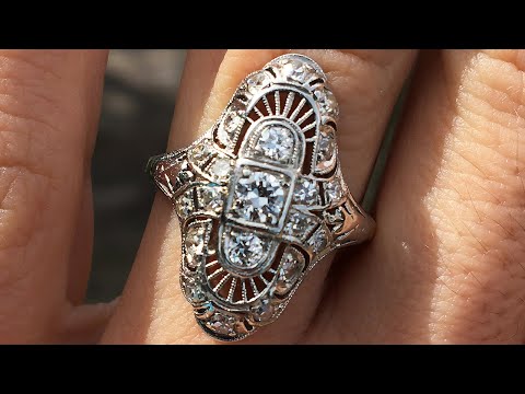 Vintage Old Euro Diamond Dinner Ring 18K & 14K .45ctw