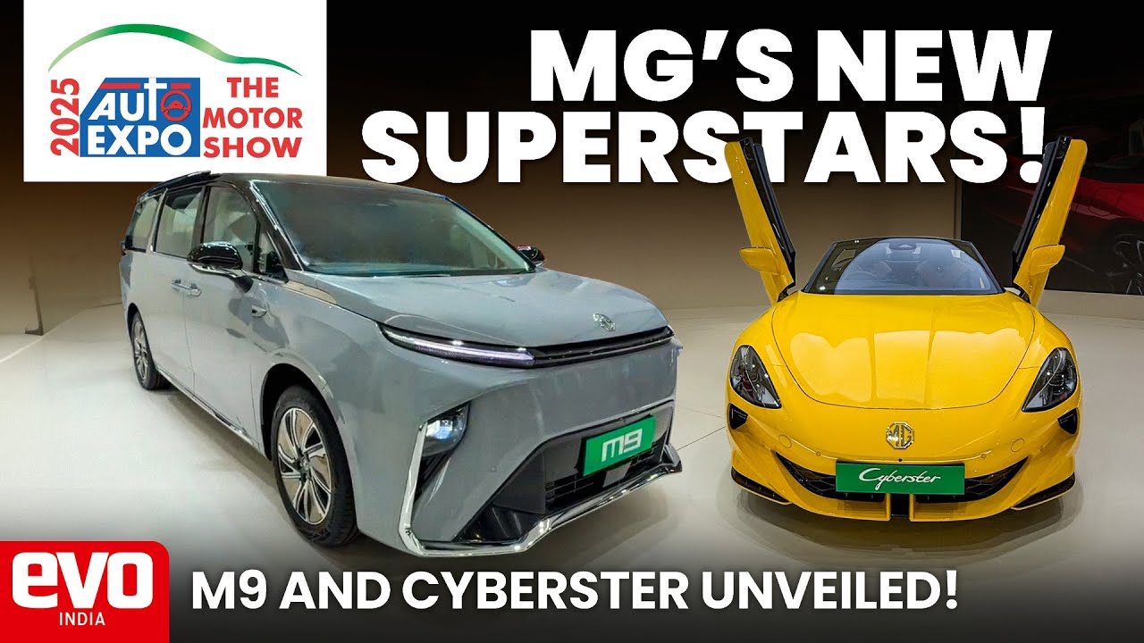 MG M9 and Cyberster unveiled in India | Launching soon! | Auto Expo 2025 | @evoIndia