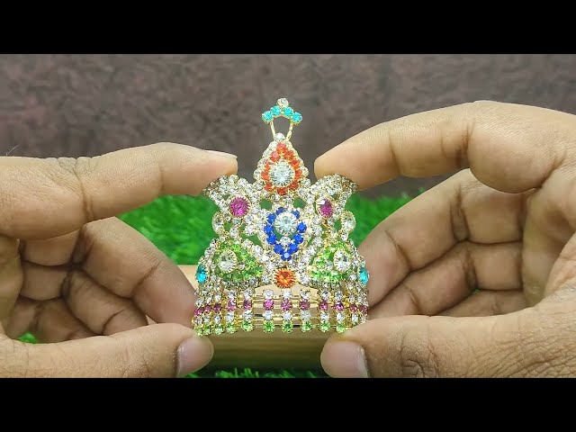 Traditional Decorative Crown/Mukut for Bhagwanji - size 2 (3 inches Ear to Ear Dimension ) video