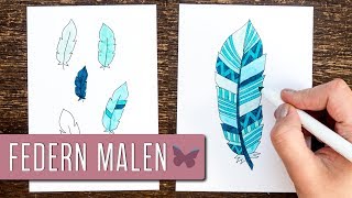 FEDERN selber malen | BULLET JOURNAL Doodles deutsch