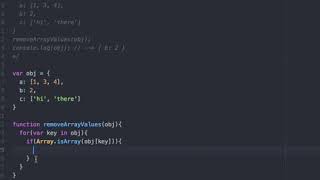 solve this - javascript remove Array Values from Object