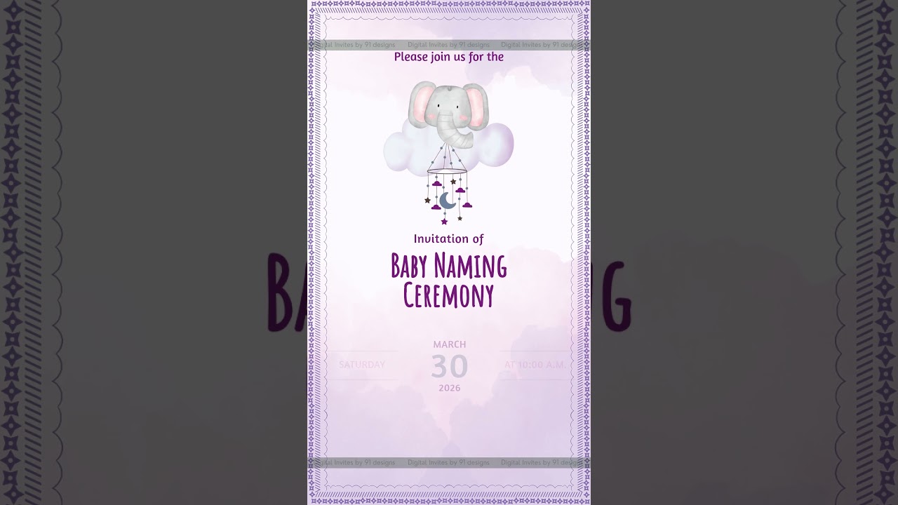 Auspicious Kalash Baby Naming Card