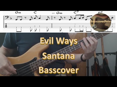 Santana Evil ways. Bass Cover Tabs Score Chords Transcription