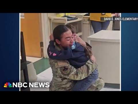 Heartwarming moment military mom reunites with her daughter
