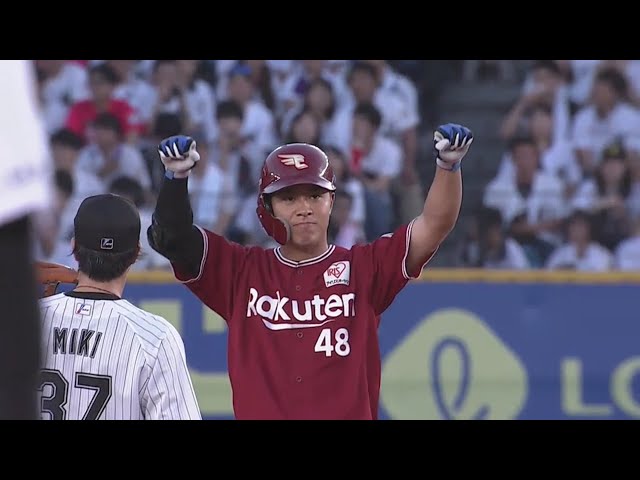 【5回表】 右中間真っ二つ!! イーグルス・渡邊佳 タイムリー2ベースヒットでこの回一挙3得点!! 2019/7/27 M-E