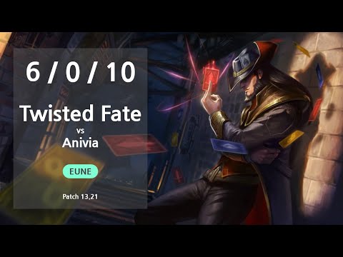 Twisted Fate Mid vs Anivia - EUNE GrandMaster Patch 13.21
