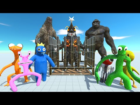 Rainbow Friends Rescue Megalon From Godzilla And King Kong - Animal Revolt Battle Simulator