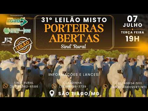 31º LEILÃO MISTO PORTEIRAS ABERTAS - SÃO TIAGO/MG - 07/07/2026