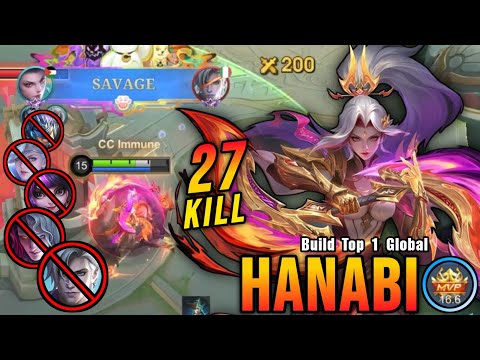 27 Kills + SAVAGE!! Hanabi SOUL VESSELS Skin Shutdown All Enemies - Build Top 1 Global Hanabi ~ MLBB