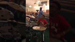 Young Drummer Simeon Wrice In A Drummers Shed