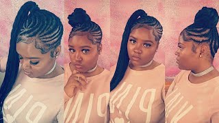 DIY Feed In Braids Ponytail Tutorial on Short Hair | Flawless Britny