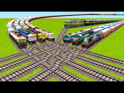 COMMON RAILROAD CROSSING CRAZY TRAINS ON DIFFICULT SPEED BUMPS RAILWAY TRACKS|🔺 Train simulator|