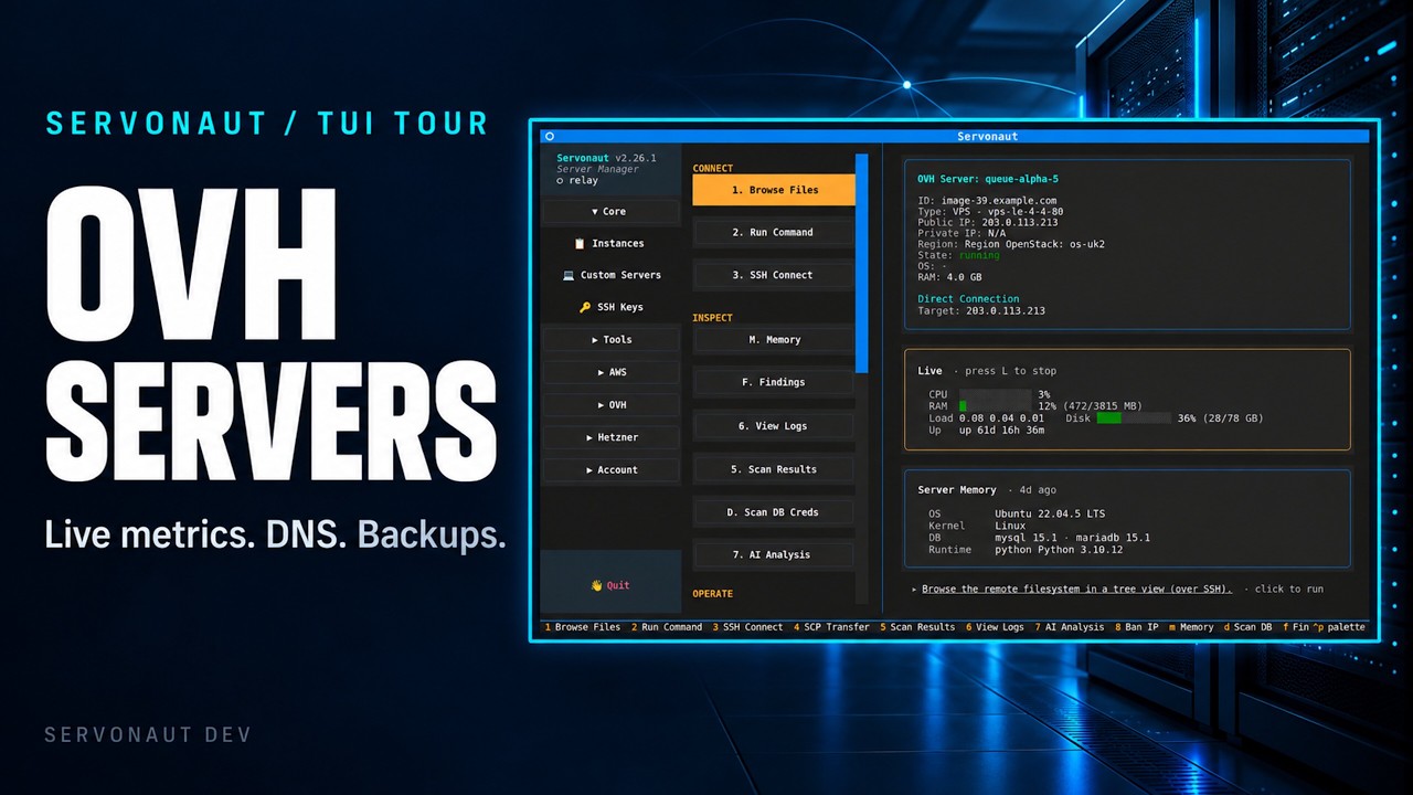 Thumbnail for OVH Cloud, DNS, Storage and Backups | Servonaut TUI Tour
