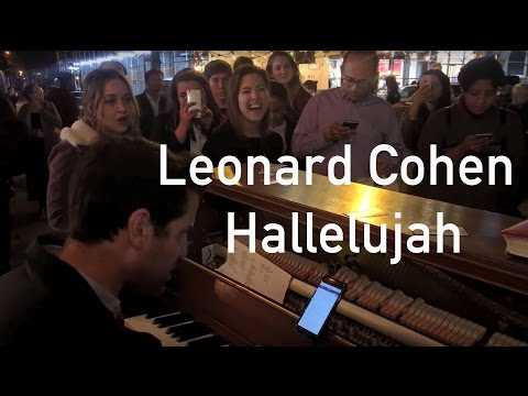 Crowd sings Hallelujah by Leonard Cohen in Union Square NYC