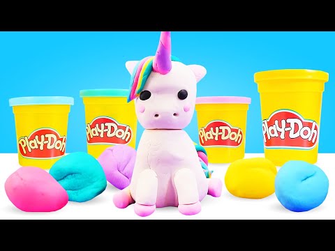 Hacemos un unicornio. Juegos con plastilina Play Doh. Vídeos educativos
