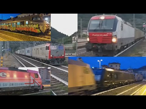 1 ora di orologio in stazione a Ronco Scrivia CON SUPER TRIPLA E483 AKIEM + E189 MRCE + E483 MEDWAY