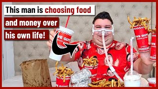 This man is choosing food over his own life!