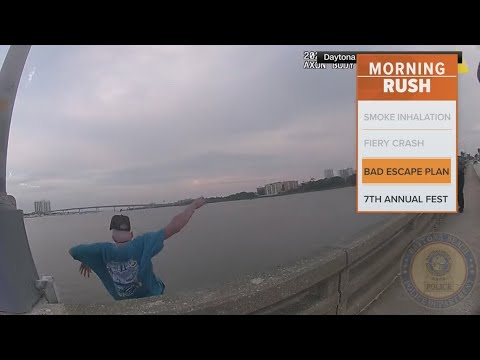 Man tries to escape officers by jumping off a bridge