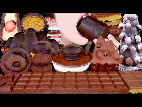 ASMR DUBAI CHOCOLATE ICE CREAM NUTELLA DESSERT MUKBANG 두바이쫀득쿠키 두쫀쿠 초콜릿 먹방ドバイチョコレート 咀嚼音 EATING SOUNDS
