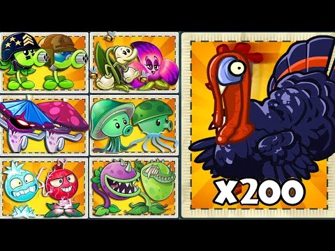 Random 50 Team Plants vs 200 Turkey Zombie - Your Favorite Pair Plant? - PVZ 2 Challenge