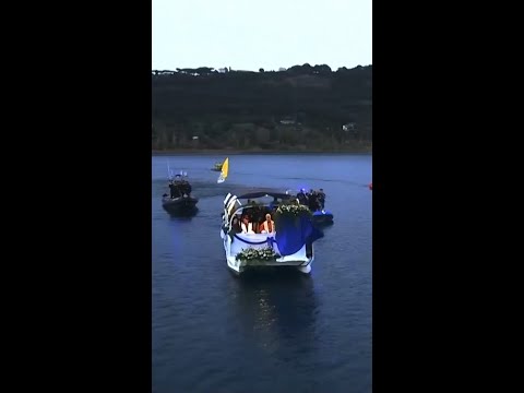Pope Leo XIV embarks as first pope in history on boat to join procession at Lake Albano