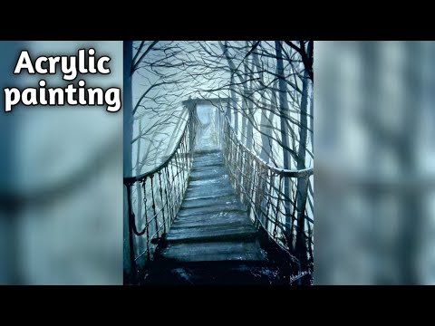 Misty Forest Painting/Acrylic Painting Tutorial/Acrylic Pa‌inting-Acrylic-Painting-Drawing-Tutorial Video